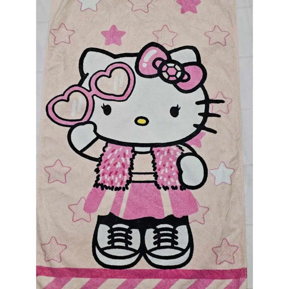Sanrio Hello Kitty Bath Or Beach Towel Kitty Cat With Sunglasses 43x23